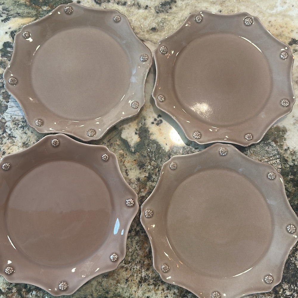 Juliska Berry and Thread RARE cappuccino Salad Plates-Set of 4